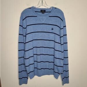 Brooks Brothers blue striped 100% merino wool long sleeve sweater - large